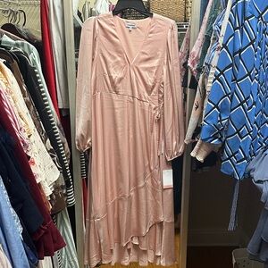 Elegant Pink Wrap Dress